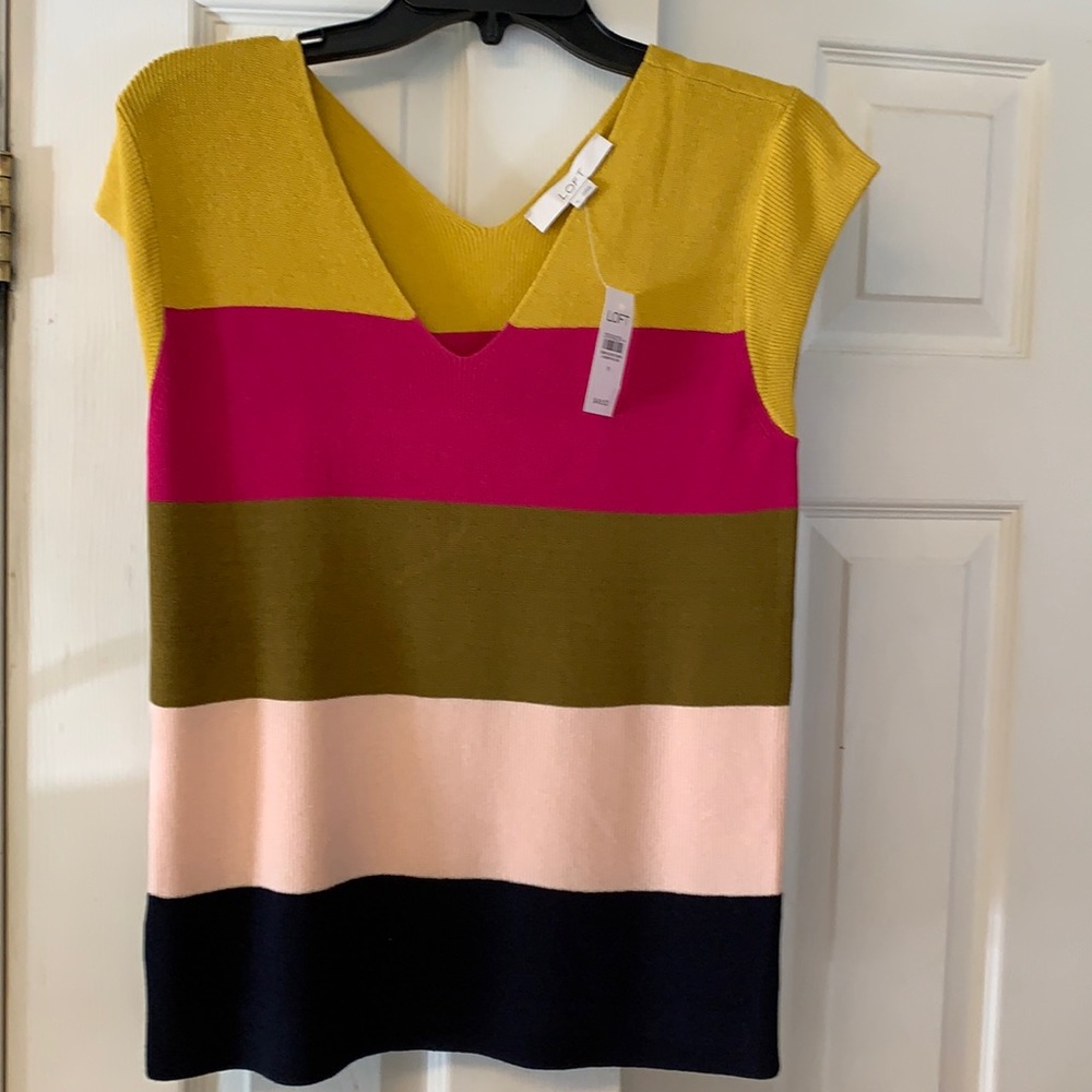 Loft sweater v neck top color blocked size M